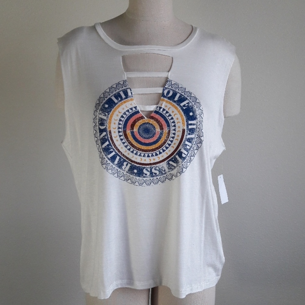 PST LA (BNWT) Tank Top with Love Happiness Balance
